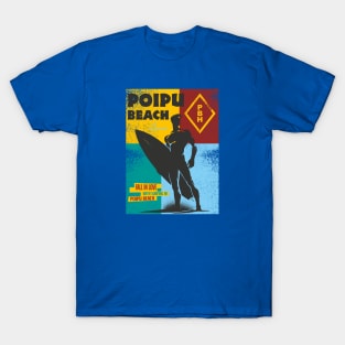 Poipu Beach Kauai Surfer Silhouette Distressed T-Shirt